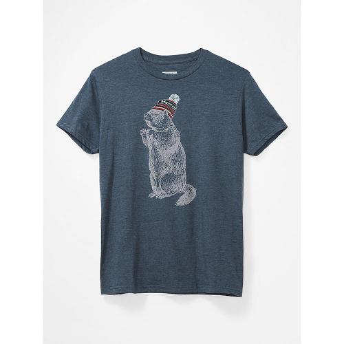 Marmot Pom Pom T-Shirts For Mens Navy Blue VAD106854